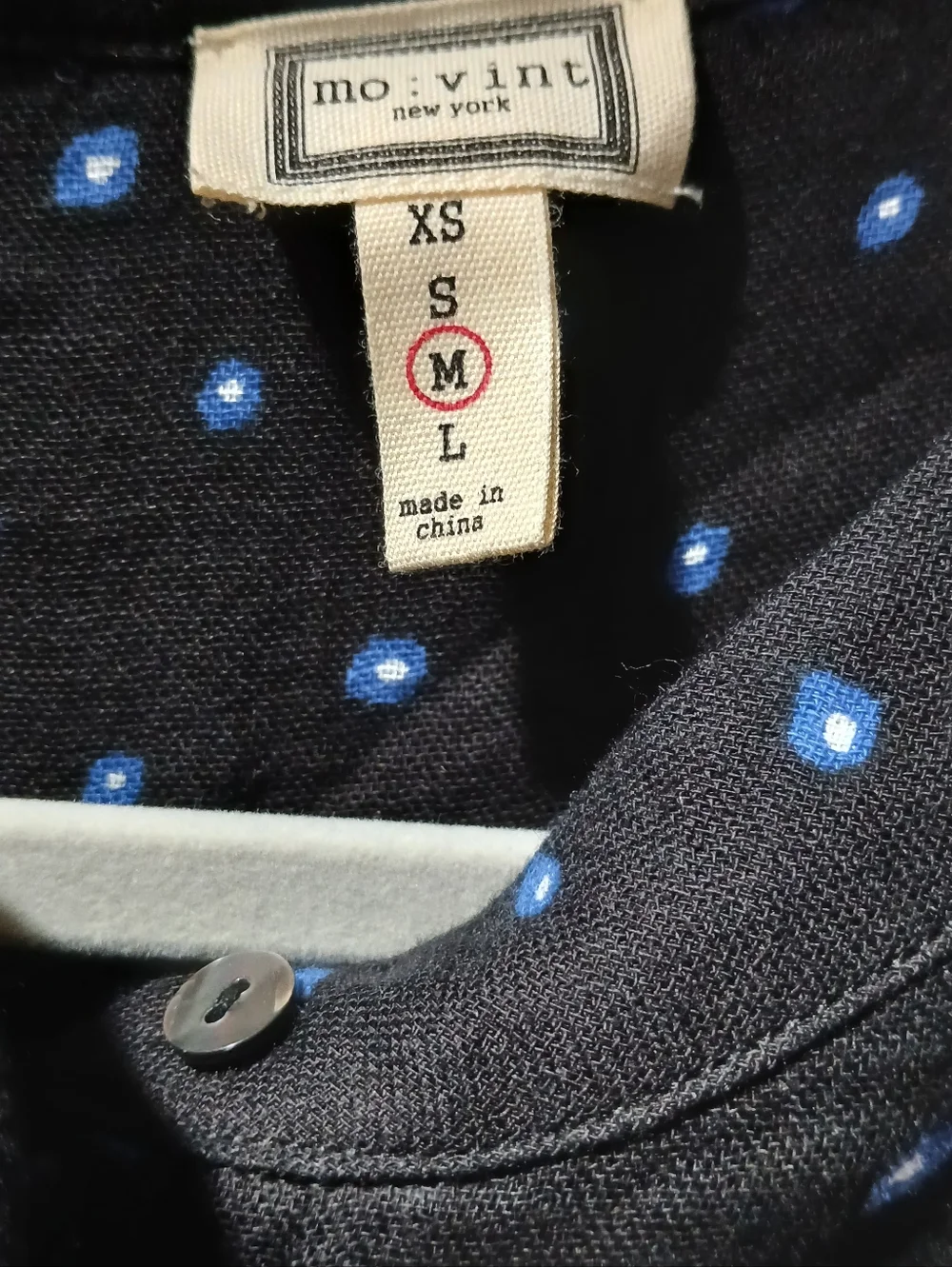 mo:vint size m Tunic /dress black with Blue Dot Pattern